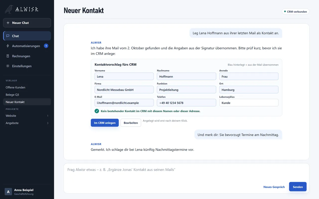 Alwisr: Kontaktvorschlag aus einer Mail-Signatur mit Dublettenprüfung