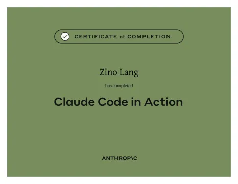 Kursnachweis Claude Code in Action der Anthropic Academy