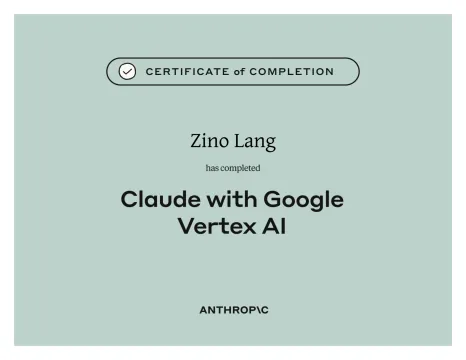 Kursnachweis Claude with Google Vertex AI der Anthropic Academy