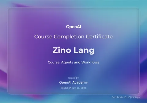 Kursnachweis Agents and Workflows der OpenAI Academy