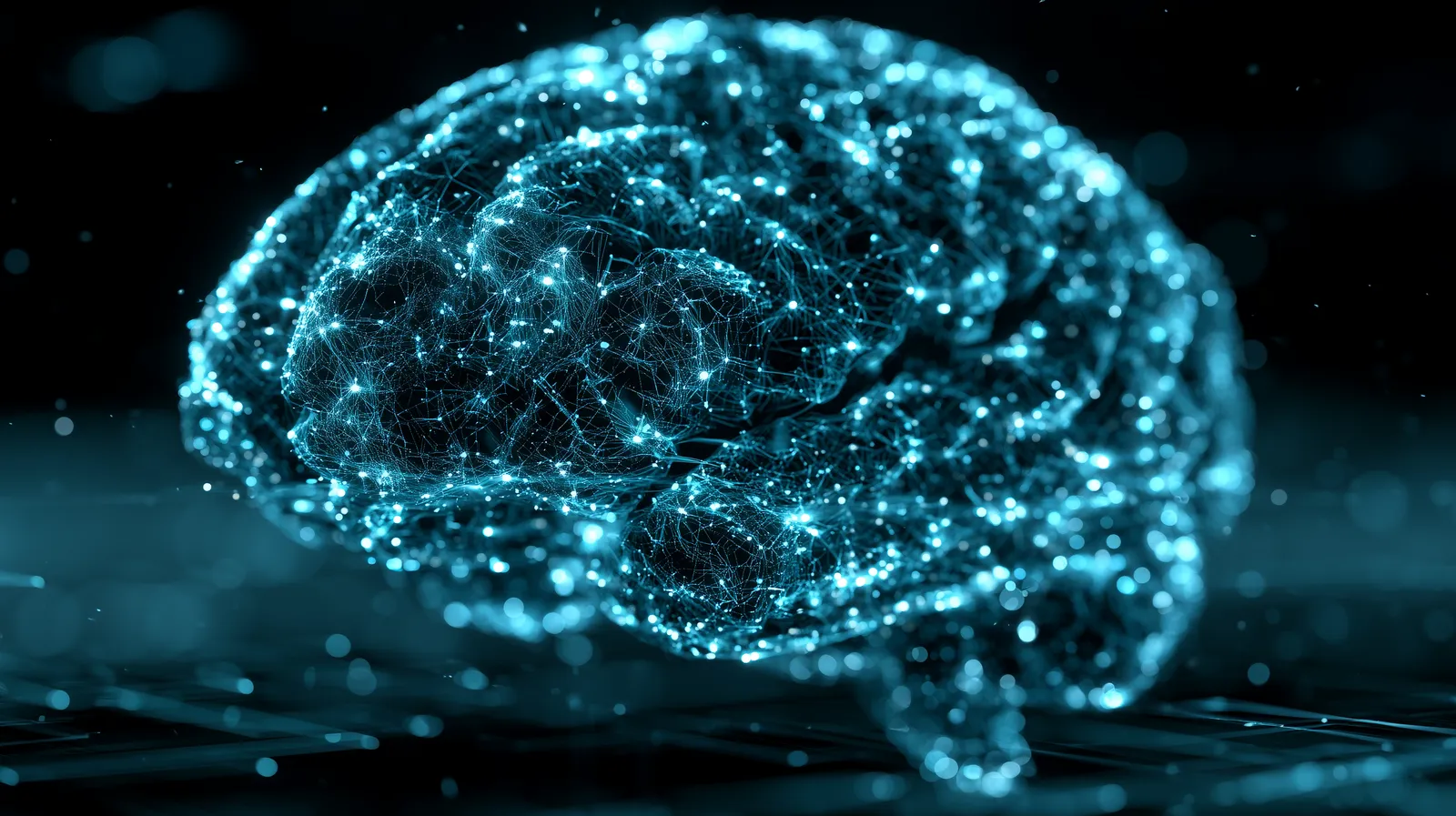 Leuchtendes neuronales Netzwerk als Sinnbild für KI-Einführung
